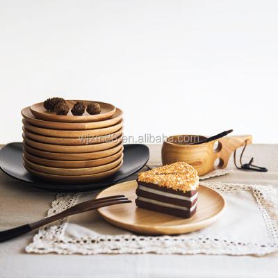 China Eco - Friendly Bamboo Dishes Sustainable , High Quality Round Bamboo Dish Set Wholesale for sale