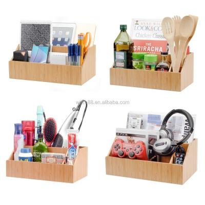 China Traditional Bamboo Bathroom Tray Caddy Organizer for Cosmetics Hair Care Make Up and More for sale