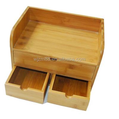 China Sustainable Bamboo Desk Organizers With Drawers, Wooden Cosmetic Organization Wholesale for sale