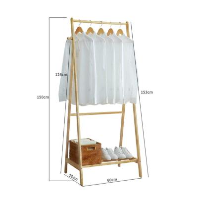 China Traditional Multifunctional Floor-standing Bamboo Clothes Shelf Storage Rack Wardrobe Shoe Rack for sale