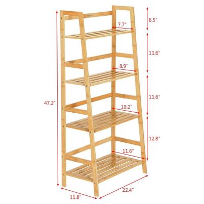 China Modern 4 Tier Natural Bamboo Bookcase, Multifunctional Book Shelves Storage Rack Plants Stand Display Rack for sale