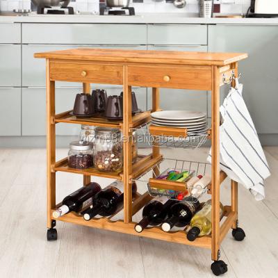 China Bamboo Kitchen Cart and Viable Kitchen Cart and Bamboo Wine Rack Racks Wholesale for sale