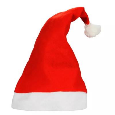 China Christmas Headware Super Quality OEM Red Color Santa Hats Felt Christmas Hat For Kids And Adults for sale