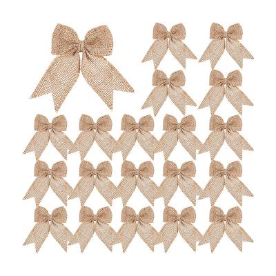 China Wholesale Natural Christmas Tree Decoration Burlap Burlap Ribbon Bows Christmas Bow for Christmas Tree Decoration for sale