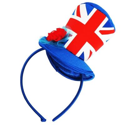 China Polyester Fascinator Union Jack Mini Top Hat Patriotic Union Jack Mini Top Hat On Hair Band for Celebrations for sale