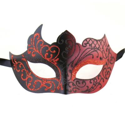 China Plastic Red And Black Venetian Masquerade Party Mask for sale