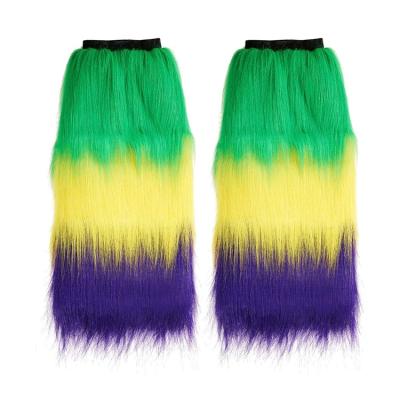 China Mardi Gras For Women Dress Up Accessories Mardi Gras Purple Yellow Green Hairy Leg Warmers For Women Dress Up Mardi Gras Costume for sale