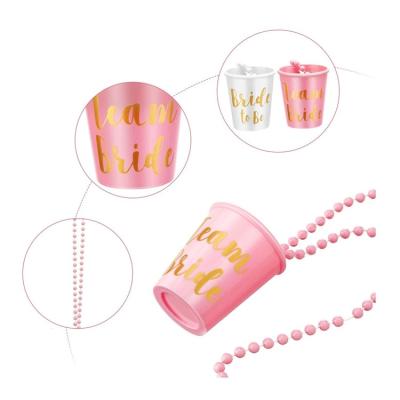 China 8 Pcs Bride Shot Glass Necklace Pre-Wedding Party Night Bridesmaid Group Decoration Cup Man Pearl Chain Best Small Team Bride Shot Glass In glass of wine for sale