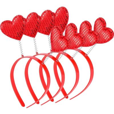 China Valentine Red Heart Sequin Headband Valentine Day Decoration 4 Pack For Holiday Costume Party for sale