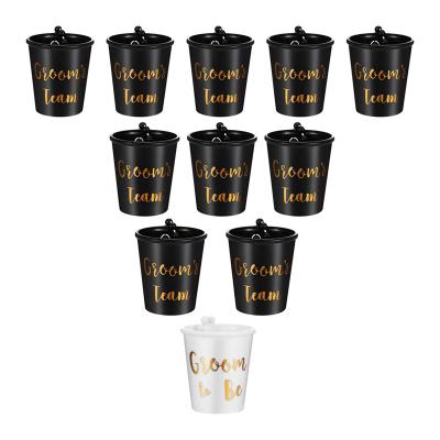 China Wedding Party Favors 12 Piece Team Groom And Groom To Be Shot Glass Plastic Beaded Bridal Necklace for sale