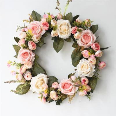 China Wedding Decoration/Home Decor Artificial Rose Flower Summer Wreaths for Front Door Hanger for sale