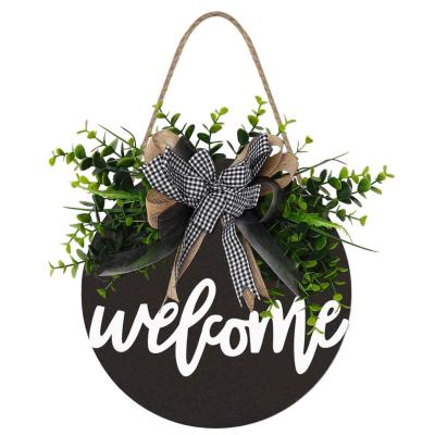 China Welcome Sign Hanging Front Door Decoration Wooden Log Sign for sale