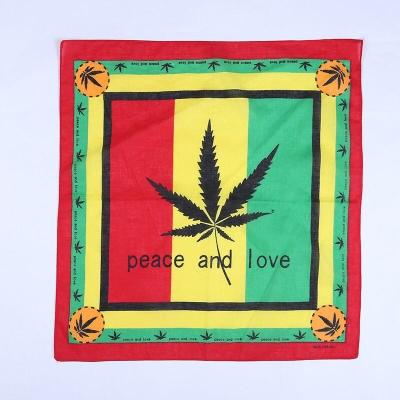 China Custom Halloween Decoration Marijuana Leaf Bandana 21inchces Green Cotton for sale