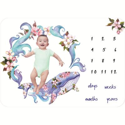 China PORTABLE Monthly Baby Milestone Customized Flannel Photography Blanket 12 Month Newborn Baby Photo Blanket for sale