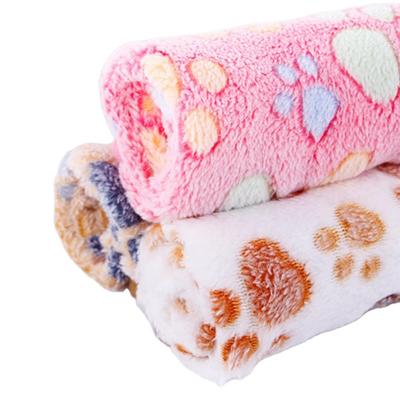 China Removable Print Flannel Soft Paw Blanket Pet Cat And Dog Blanket Warm Sleep Protection for sale