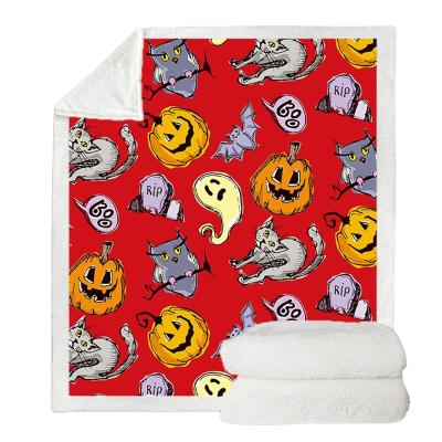 China Anti-pilling Halloween Plush Throw Blanket For Adults Sherpa Fleece Design Microfiber Bedspread Blanket for sale