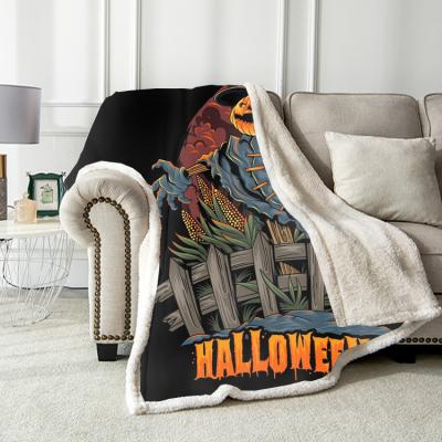 China Funny Soft Cozy Light Weight Mansion Halloween Decor Haunted Blanket For Sofa Couch Bed for sale