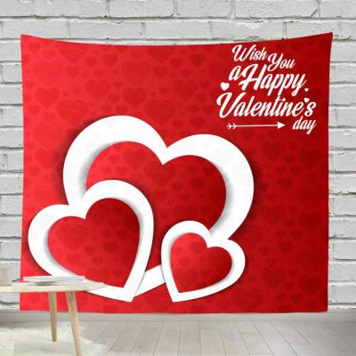 China Simple Happy Valentines Day Pattern Home Decor Tapestry Custom Wall Tapestries for sale