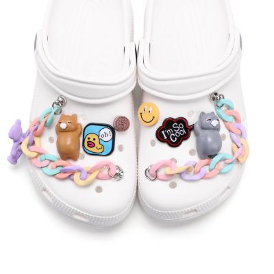 China Hot Sale Designer Kids Cute Shoe Charms Shoe Accessories Cartoon Luxury Set of Chains for sale