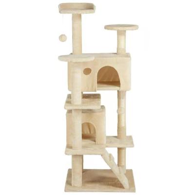 China Single Sustainable Cat Scratcher Sisal Palm Cat Tower Tree With Small Ball for sale