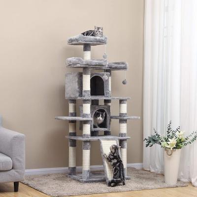 China Sustainable Durable Modern Wood Floor To Ceiling Cat Tree Tower for sale