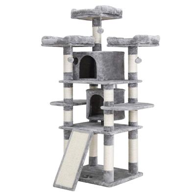 China Viable Dark Rise China Single Cat Tree Gray Wooden Pet Supplies Furniture Small for sale