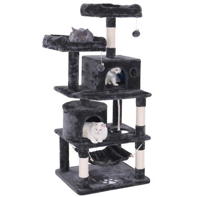 China Sustainable Jumping Platform Lining Natural Luxury Gray Cat Tree Climbing Board Frame for sale