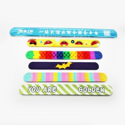 China 2020 China fashion segmented printed rainbow silicone slap bracelet wristband with ruler for sale