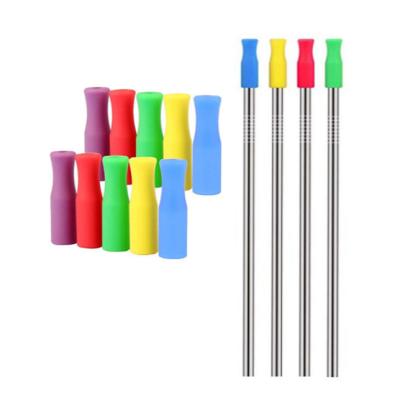 China Sustainable Silicone Drinking Tips And Mufflers Comfort Tips Cover For Metal Straws for sale