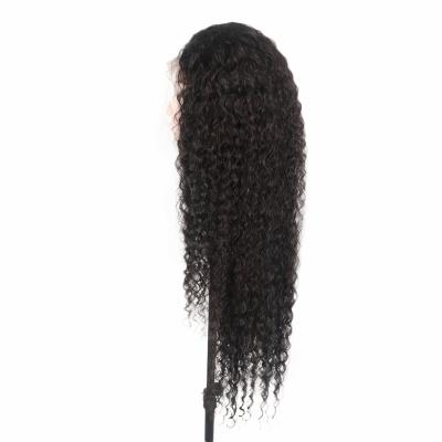 China Hot Selling Brazilian Natural Black Deep Wave Human Hair 150 Density Color 13x4 Lace Frontal Lace Front Wig Transparent Wig for sale