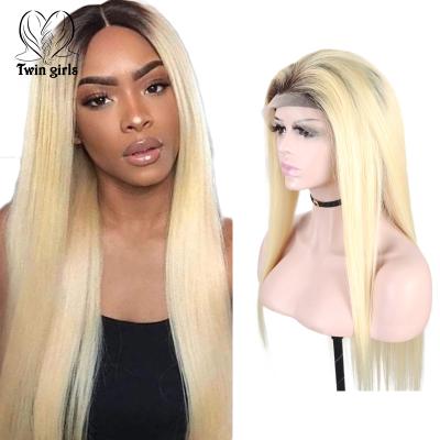 China Hot Selling 100% Virgin Hair Blonde Straight Wig 1b/613 Straight Frontal Wig 100% Cuticle Aligned Bleached Clean Hair Lace Wigs for sale