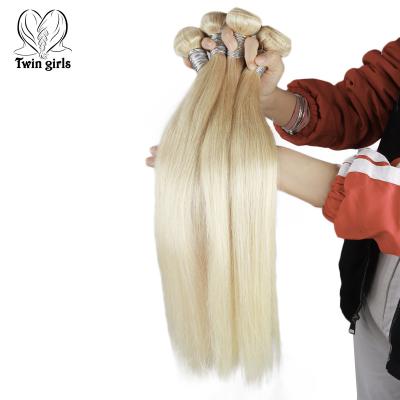 China High Quality 100% Indian Remy Hair Extensions Cuticle Aligned Straight Human Hair Silky Straight Wave Blonde Color 613 for sale