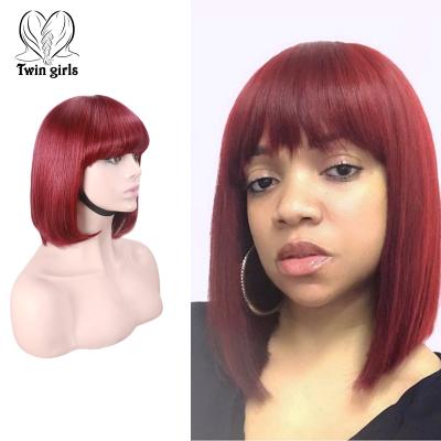 China Silky Straight Bob Wig Factory Price Wholesale Red Color Wave Cuticle Aligned Straight Virgin Hair O Part Bob Wigs For Women for sale