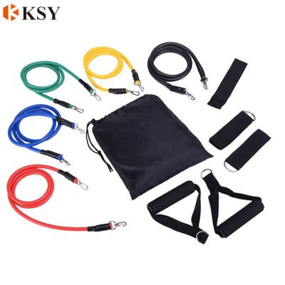 China Custom Exercise Latex Strength Training 11 Pcs Yoga Resistance Tube Bands Set for sale