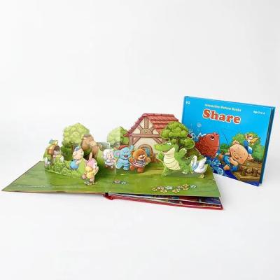 China paper & Cardboard Custom Kids Paper Pop Up Book Printing Maker 3D Cartoon Pop Up Children Book for sale