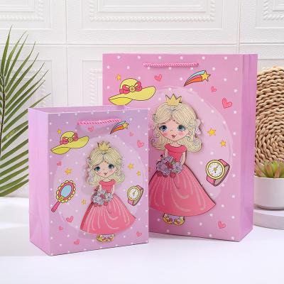 China Factory Wholesale Eco-Friendly Portable Stain Bag Packaging Bag Paper Gift Cartoon Cartoon Paper Bag Children's Birthday Gift Bag for sale