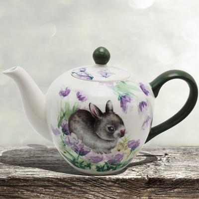 China Lovely Viable Wholesale Ceramic Animal Rabbit Teapot Ceramic Tableware Easter Tableware for sale