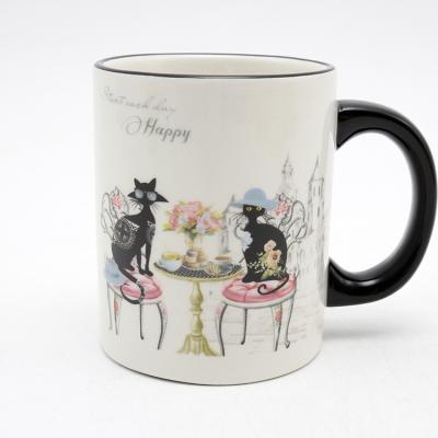 China 2021 Viable Factory Wholesale Ceramic Drinkware Set Mug 300ml Cat Design Accept Customized for sale