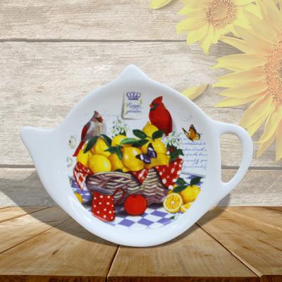 China New Design Sustainable Tea Bag Holder Ceramic Holder With Color Printing for sale