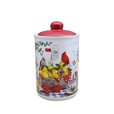 China Viable hot sale ceramic canister 700ml ceramic canister dolomite kitchenware for sale