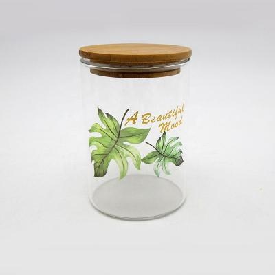 China HOT Selling Stored Food Storage Canisters Factory Wholesale Ceramic Glass Jar Storage Canister With Bamboo Lid for sale