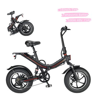 China US EU Warehouse 500W 48V 15AH 16Inch Fat Tire Aluminum Alloy Full Suspension E-Bikes Mountain Electric Bicycle Electric Bicycle for sale