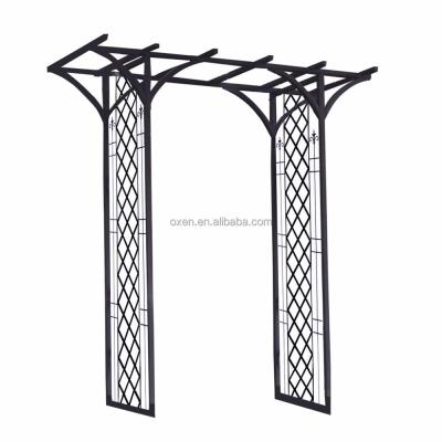 China Easily Assembled Outdoor Metal Garden Arch With Flat Top Metal Frame Pergola for sale