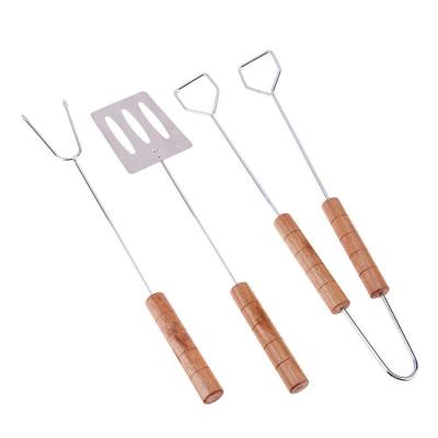 China 3pcs Easily Cleaned/Set Stainless Steel BBQ Grill Tool Kit BBQ Tongs Fork Spatula Utensil Chrome Tools For BBQ for sale