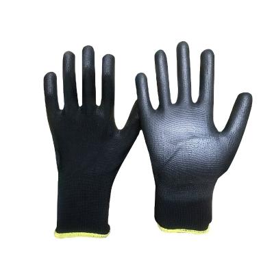 China Hands Protection For Working China 13G Cheap Knitted Black PU Coated Nylon Work Gloves Touch Screen Gloves PU Coated Gloves for sale