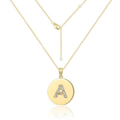 China 2022 18k Gold Plating HOT Trendy Zircon Letter Brass Micro-inlaid Round Shape Pendant Necklaces for Women and Girls for sale