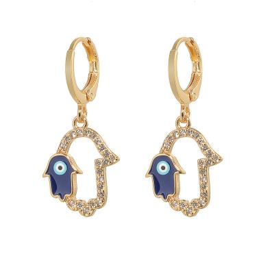 China Halloween Evil Eye Earrings For Women 18K Gold Hoop Earrings Cute Hamsa Hand Jewelry Drop Dangle Earrings For Teen Girls for sale