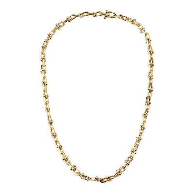 China European fashion high quality brass necklace American fashion gold plated U chain necklace for women for sale