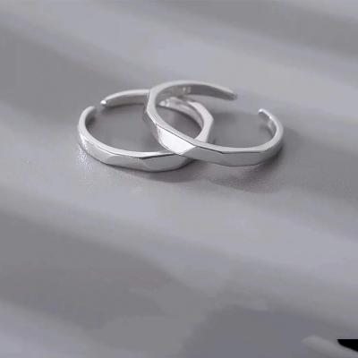 China Wholesale FASHIONABLE Love Matching Rings Couples Ring Set Open Adjustable Simple Irregular Silver Plated For 2 for sale