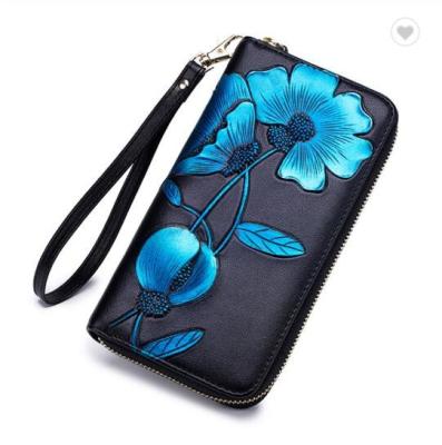 Chine Portefeuille en cuir de tirette personnalisé par 10.5cm de modèle de fleur à vendre